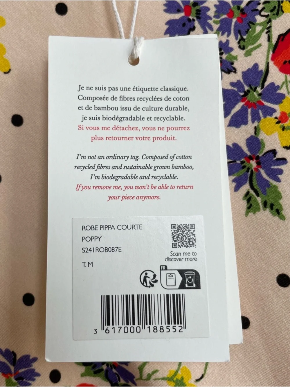 Sezane Cream short Pippa Dress with Red Floral Print NWT - Picture 12 of 15